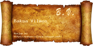 Baksa Vilmos névjegykártya